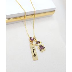 Colar Uma Plaquinha Personalizada e Pingente Menin... - A S JOIAS E SEMIJOIAS