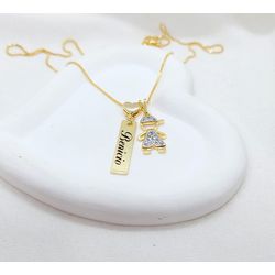 Colar Uma Plaquinha Personalizada e Pingente Menin... - A S JOIAS E SEMIJOIAS