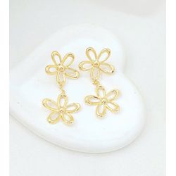 Brinco Pendurado Flores Banhado a Ouro - 984.8 - A S JOIAS E SEMIJOIAS