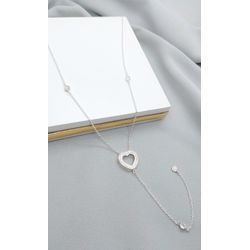 Colar Gravatinha CoraÇÃo Vazado 15mm ZircÔnia Bran... - A S JOIAS E SEMIJOIAS