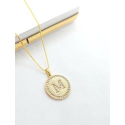 Colar Inicial Zircônias Banhado a Ouro - 966.15 - A S JOIAS E SEMIJOIAS