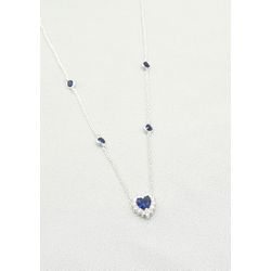 Colar Choker ZircÔnia CoraÇÃo 6x6mm Cristal Azul E... - A S JOIAS E SEMIJOIAS