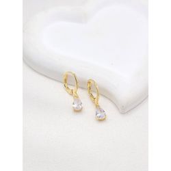 Brinco De Argola Gota Zircônia Cristal Banhado a O... - A S JOIAS E SEMIJOIAS