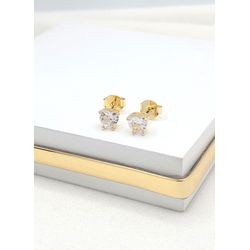Brinco de Coração com Zircônia Cristal Banhado a O... - A S JOIAS E SEMIJOIAS