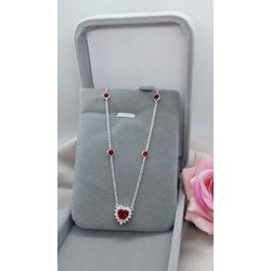 Colar Choker Zirconia CoraÇÃo 6mm Vermelho Em Prat... - A S JOIAS E SEMIJOIAS