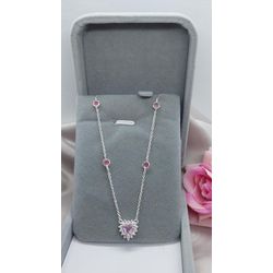 Colar Choker CoraÇÃo 6x6mm Cristal Rosa Claro Em P... - A S JOIAS E SEMIJOIAS