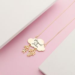 Colar Personalizado Nuvem Com 2 Filhos (as) Banhad... - A S JOIAS E SEMIJOIAS