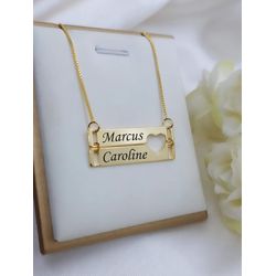 Gargantilha Plaquinhas Personalizadas Dois Nomes B... - A S JOIAS E SEMIJOIAS