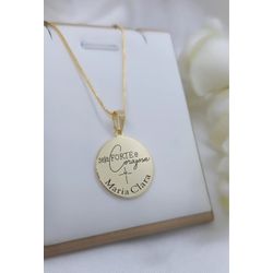 Colar Frase Seja Forte e Corajosa Personalizada Ba... - A S JOIAS E SEMIJOIAS