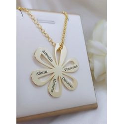 Colar De Flor Personalizável Com Até 6 Nomes Na Co... - A S JOIAS E SEMIJOIAS