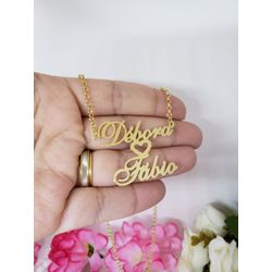 Colar Personalizado Dois Nomes Banhado a Ouro e Co... - A S JOIAS E SEMIJOIAS