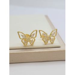 Brinco De Borboleta Com Zircônias Banhado a Ouro G... - A S JOIAS E SEMIJOIAS