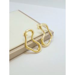 Brinco De Forma Orgânica Banhado à Ouro - 999.50.2... - A S JOIAS E SEMIJOIAS