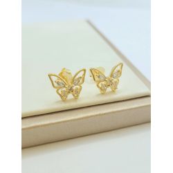 Brinco De Borboleta Com Zircônias Banhado a Ouro M... - A S JOIAS E SEMIJOIAS