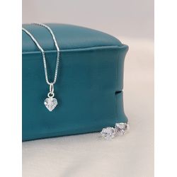 Conjunto Em Prata 925 De Corações Com Zircônias Cr... - A S JOIAS E SEMIJOIAS