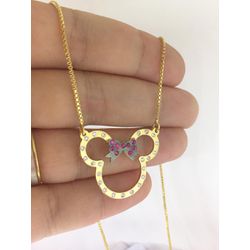 Colar Minnie Banhado a Ouro Com Pedras - 15 - A S JOIAS E SEMIJOIAS