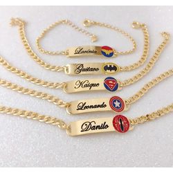 Pulseira Infantil Chapinha Banhada a Ouro Personal... - A S JOIAS E SEMIJOIAS