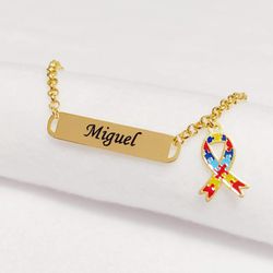 Pulseira Infantil Personalizada Símbolo Autismo Ba... - A S JOIAS E SEMIJOIAS