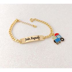 Pulseira Personalizada Infantil Banhada a Ouro Tre... - A S JOIAS E SEMIJOIAS