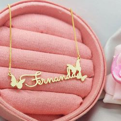 Colar Personalizado Nome Com Detalhes De Borboleta... - A S JOIAS E SEMIJOIAS