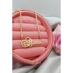 Colar Personalizado Nome Simples Cordão Baiano Ban... - A S JOIAS E SEMIJOIAS
