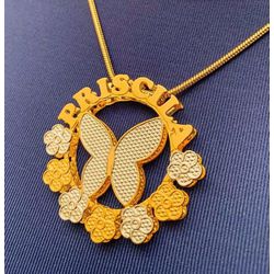 Colar Mandala Dupla Personalizada Borboleta e Flor... - A S JOIAS E SEMIJOIAS