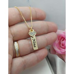 Colar Plaquinha Personalizada Banhada a Ouro - 989... - A S JOIAS E SEMIJOIAS