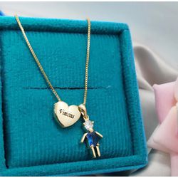 Colar Coração Personalizado Com Pingente De Menino... - A S JOIAS E SEMIJOIAS