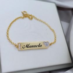 Pulseira Personalizada Juvenil Ou Adulto Banhada a... - A S JOIAS E SEMIJOIAS