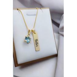 Colar Plaquinha Personalizada Banhada a Ouro Com P... - A S JOIAS E SEMIJOIAS