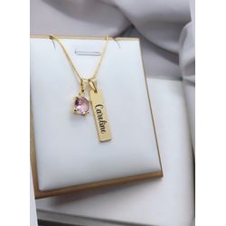 Colar Plaquinha Personalizada Banhada a Ouro Com P... - A S JOIAS E SEMIJOIAS