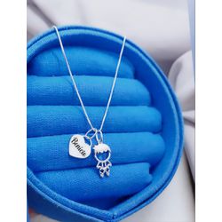 Colar Em Prata 925 Coração Personalizado e Pingent... - A S JOIAS E SEMIJOIAS