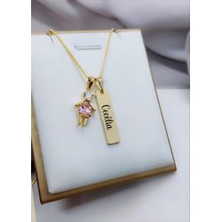 Colar Uma Plaquinha Personalizada e Pingente Menin... - A S JOIAS E SEMIJOIAS