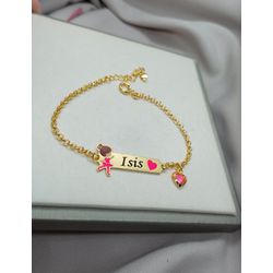 Pulseira Infantil Personalizada Banhada a Ouro Bai... - A S JOIAS E SEMIJOIAS