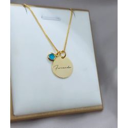 Colar Personalizado Banhado a Ouro Com Detalhe Azu... - A S JOIAS E SEMIJOIAS