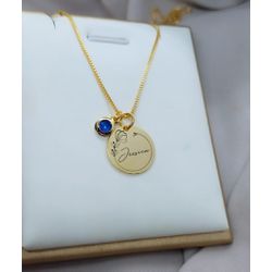 Colar Personalizado Banhado a Ouro Com Detalhe Azu... - A S JOIAS E SEMIJOIAS