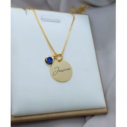 Colar Personalizado Banhado a Ouro Com Detalhe Azu... - A S JOIAS E SEMIJOIAS