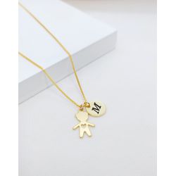 Colar Menino e Inicial Personalizada Banhado a Our... - A S JOIAS E SEMIJOIAS