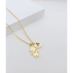 Colar Menina e Inicial Personalizada Banhado a Our... - A S JOIAS E SEMIJOIAS