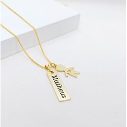 Colar Plaquinha Personalizada e Pingente de Menino... - A S JOIAS E SEMIJOIAS