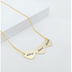 Colar Três Corações Personalizados Banhado a Ouro ... - A S JOIAS E SEMIJOIAS