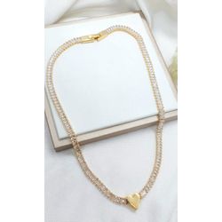 Choker Zircônias Com Pingente de Coração Passante ... - A S JOIAS E SEMIJOIAS