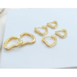 Trio De Brincos De Argolas Coração Banhado a Ouro ... - A S JOIAS E SEMIJOIAS