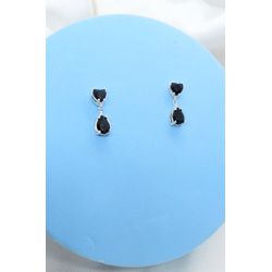 Brinco Gota Zircônia Preta Prata 925 - 991.05 - A S JOIAS E SEMIJOIAS