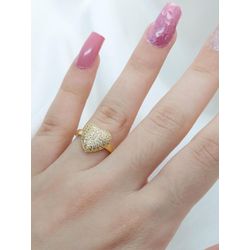 Anel Coração Cravejado Banhado a Ouro - 978.11 - A S JOIAS E SEMIJOIAS