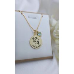 Colar Redondo Personalizado Anjinho Com Ponto De L... - A S JOIAS E SEMIJOIAS
