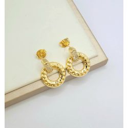 Brinco Aro e Detalhes Em Zircônias Banhada a Ouro ... - A S JOIAS E SEMIJOIAS