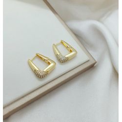 Brinco Argola Detalhes Zircônias Banhada a Ouro - ... - A S JOIAS E SEMIJOIAS