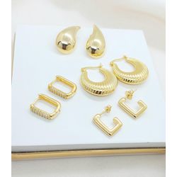 Kit de Brincos Banhados a Ouro - 230.1 - A S JOIAS E SEMIJOIAS