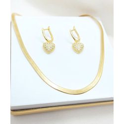 Kit de Argola e Colar Fita Banhados a Ouro - 232 - A S JOIAS E SEMIJOIAS